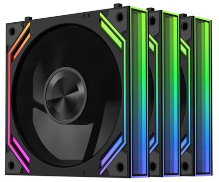 iHTP G120PRO 120mm ARGB Reverse Case Fan, Daisy-Chain Connection, up to 1850RPM CPU Fan 3-Pack(Black)