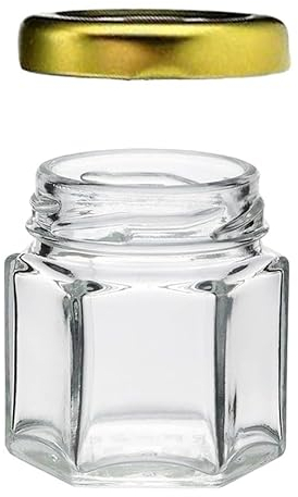 12 Pots à Miel en Verre Hexagonaux - Cadeau Invités Mariage - 40 ml Pot