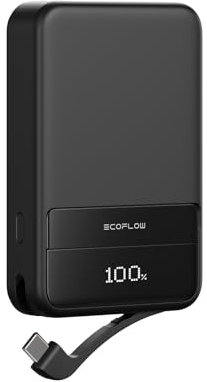 EF ECOFLOW Magnetische Powerbank 10 000 mAh Schwarz, kabelloses tragbares Ladegerät, 65 W Schnellladender Batteriepack mit USB-C-Kabel, kompatibel für iPhone 16/15/14/13/12 Serie