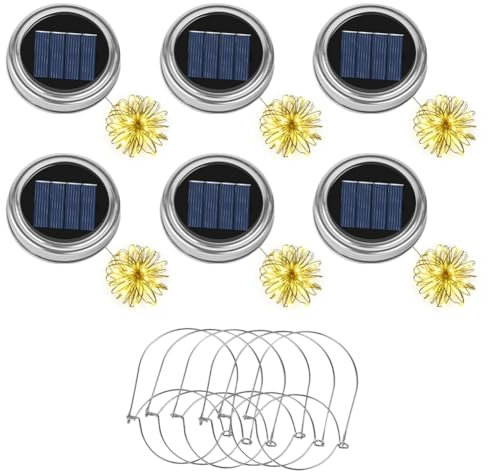 Adiwo Solar Ersatzteile - 6 x 7,5 cm Lichtabdeckung, IP44 Wasserdicht LED-Panel für Garten Laterne, Terrasse, 2m Warmweiß Lichterkette DIY
