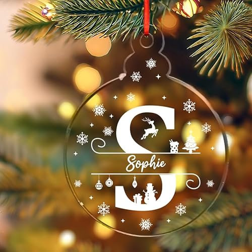 Personalised Acrylic Christmas Baubles Custom Name Xmas Ornament Christmas Tree Decorations Gift for Kids Keepsake Family Present
