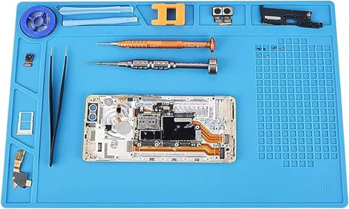 Lötmatte,Lötmatte Silikon,Soldering Mat, Hitzebeständiges Silikon,Werkbank zubehör, werkstatt zubehör,500 °C,für Reparatur von Uhren,Elektronik,Telefon, iPad, Laptops, Löten,34 x 23 cm