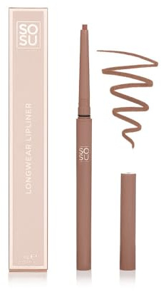 SOSU Cosmetics Lip Liner Longwear Burnt Rosewood - Long-lasting, precise lip contour pencil with creamy texture, rich rose wood shade, ideal for defined lip contours