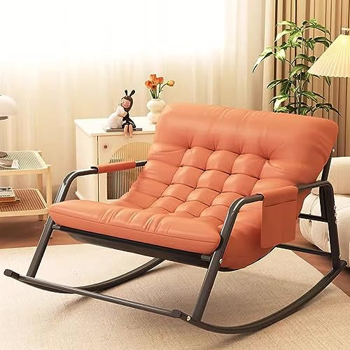 Doppel Indoor Schaukelstuhl mit Kissen Atmungsaktiv Schlafzimmer Sofa Liege für Outdoor Garten Armlehnen und Zero Gravity Design für Camping Modern Ergonomischer Stuhl mit Liegefunktion