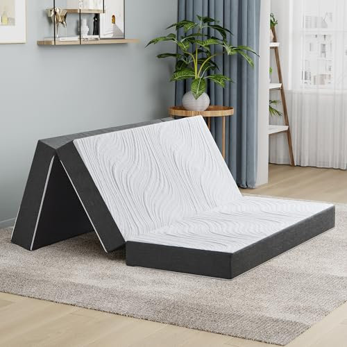 Twirest Faltmatratze, 120 x 190 x 10 cm, kleines Doppelbett, faltbare Memory-Foam-Matratze mit tragbarem Kissen, Gäste, waschbarer Bezug, einfache Lagerung für Camping, Wohnwagen, Gäste