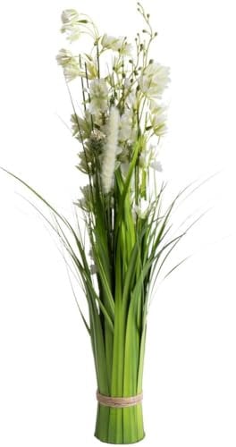 Botanic-Haus Kunstgras/künstliches Grasarrangement/künstliches Gras selbst stehend mit künstlichen Frühlingsblüten, Höhe ca. 73 cm