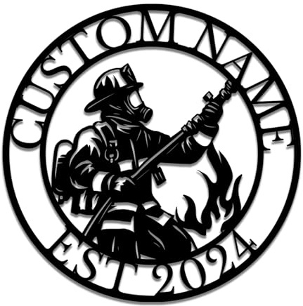 Survalue Personalisierte Feuerwehrmann-Metall-Wanddekorationen, personalisierter Feuerwehrmann-Name, Metallkunstschilder, personalisierte Wanddekorationen (Feuerwehrmann A)