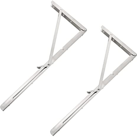 NUOBESTY 2stücke Edelstahl Klappklammern Wandbefestigung Regalstützen Klappbare Halterungen Für Werkstatt Küche Garage Büro Klappbar Und Stabil