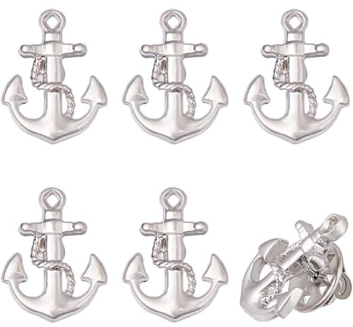 DICOSMETIC 6/8 Stück Anker Brosche Reversnadel Platin/Golden Anker Schmucknadel 21x16mm Matrosen Nadeln Legierung Metall Nadeln Männer Frauen Broschen Accessoires Für Rucksäcke Hut Hemden Taschen