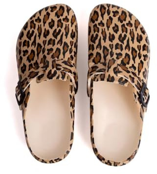YUKTOPA Sabots de Travail Femme – Chaussures Professionnelles Légères en EVA, été Intérieur Extérieur Jardin Plage, pour Cuisine, H?pital, Jardin Léopard 37