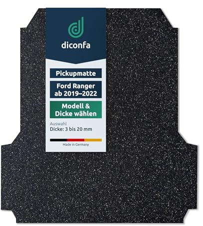 diconfa Pickupmatte - Modell + Dicke WÄHLEN - Antirutschmatte, 6mm - kompatibel mit Ford Ranger ab 2019-2022, Wildtrak - XL - XLT - Limited - Thunder - Wolftrak - Stormtrak - Wildtrack