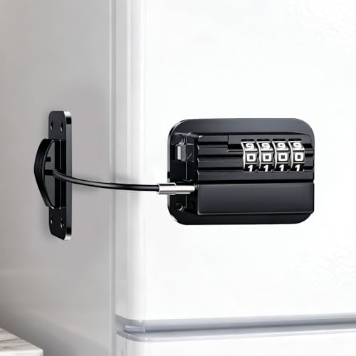 OMJMYY Kühlschrank Schloss mit Code Ohne Bohren, Schwarz, 1 Stück | Kindersicherung Schrank mit Passwort, Für Kinder und Erwachsene, Für Gefrierschrank, Schubladen, Fenster & Schränke
