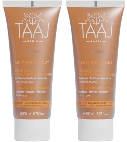 TAAJ | Indulgent Orange Blossom Shower Jelly | Firming & Revitalising Effect | Delicate, Melting Foam | Made in France | Cruelty Free | Pack of 2 × 200 ml