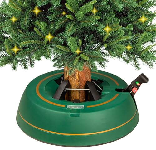 Kamai Stabiler Christbaumständer für Baumhöhe bis 2m, mit Fußpedal und Einseiltechnik, inkl. 2L Wassertank, Weihnachtsbaumständer mit Sicherheitssystem, Grün (Matt) (Baumhöhe bis 2m)
