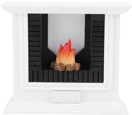 Asixxsix Miniaturkamin, Maßstab 1:12, Weißer Kamin für Puppenhäuser mit Realistischen Details und Miniatur-Accessoires, Zur Dekoration von Puppenhäusern und Miniaturwohnungen.