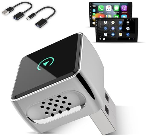 CarPlay Wireless Adapter 2 in 1, Android Auto Adapter Upgrade von Wired auf Wireless, Plug und Play, Mini & Stabiler, kompatibel mit iPhone 10+ & Autos mit Wired CarPlay, Schwarz