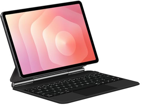 GUPENAA Tastaturhülle für Samsung Galaxy Tab S10 Ultra/S9 Ultra/S8 Ultra 14.6'', Magischer Schwebender Freischwinger Ständer, 7 Farben Hintergrundbeleuchtung, Eingebautes Trackpad, Schwarz
