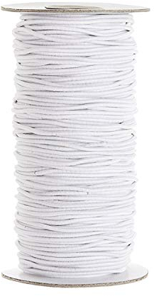 Trimming Shop Cordón elástico de 2 mm de Ancho, Banda elástica Redonda para Ropa - Cordón elástico para Faldas y cinturón de Pantalones, Accesorio para Hacer Joyas, Blanco, 100 Metres