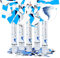 Relaxdays 5er Set Party Popper 40 cm, Blau Silber, 6-8m Effekthöhe, Hochzeit, Geburtstag, Karneval, bunter Konfettiregen, blau