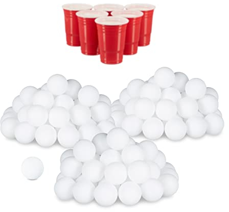 144er Set Beer Pong Bälle, ohne Aufdruck, Kunststoff, ohne Naht, Trinkspiel, Tischtennisbälle, 38 mm, weiß