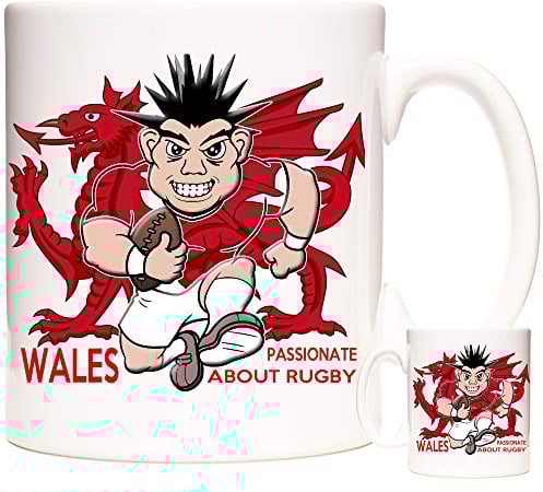 11OZ Welsh Rugby Mug. Wales Passionate About Rugby. Fantastic Gift Mug for Fans of World Cup Rugby