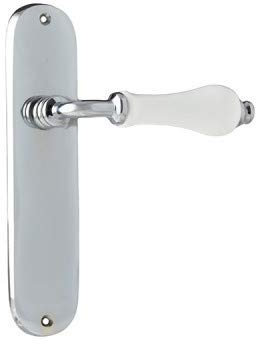 B&M Vintage Solid Brass Lever Latch with Ivory Porcelain Door Handle Pair 165 * 45mm (Chrome Polished)