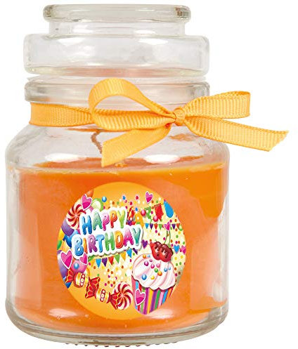 HS Candle Duftkerze im Glas - Happy Birthday Bonbon klein - Duft: Honigmelone - Design: Cupcake