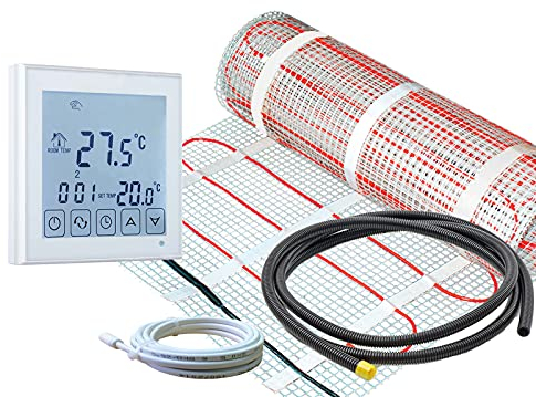 ew direkt Komplett-Set elektrische Fußbodenheizung SunPro 160 für Fliesen, Naturstein mit Thermostat RT-45 (5 m² - 0,5 x 10 m)