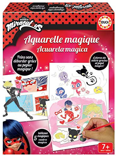Educa 18930 Manualidades Miraculous Lady Bug. Acuarelas Mágicas Magische Enthält 5 Malbilder, 12 Aquarellfarben und 2 Pinsel. Ab 7 Jahren, Cranberry, 25 Milliliters