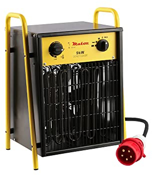 MATOR - Aerotermo Eléctrico Industrial 9KW - Calefactor Portátil y Ligero con Termostato Ajustable - Tensión de servicio: 400V – 50Hz -Trifásico - EH SQUARE IFH 09