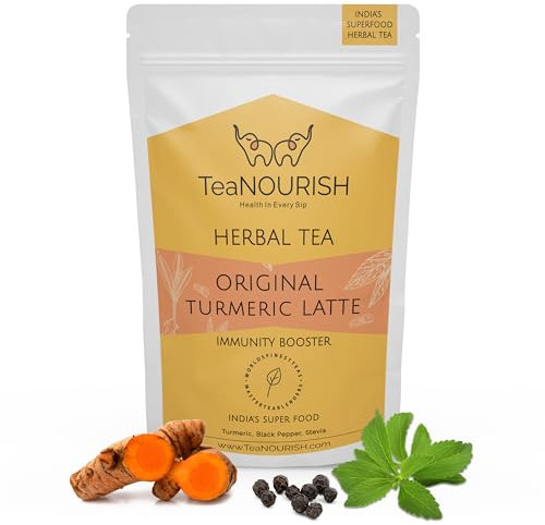 TeaNOURISH Original Turmeric Latte | Golden Milk Powder | Authentic Indian Remedy | Reduces Inflammation & Supports Immunity | 100% NATURAL INGREDIENTS - 3.53oz/100g