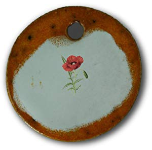 Schöner Keramik-Anhänger „Mohn“ in orange marmoriert; Schmuck Kette Kettenanhänger Geschenk Kunsthandwerk Keramik rund Talisman Halskette Aufmerksamkeit Mitbringsel individuell
