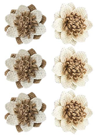 VALICLUD 6 Piezas Accesorios De Bricolaje Haciendo Flores De Arpillera Accesorios Antiguos Natural Hecho a Mano De Flores Rosas De Arpillera Joyería De Disfraz Corbata De Moño Broche Yute