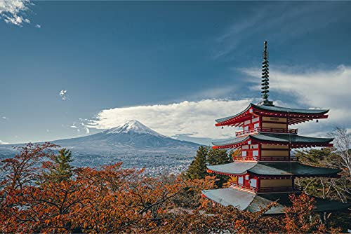 Muralo Selbstklebende Fototapete 254 x 184 Tokio Stadt Japan Tapete Architektur Gebäude Fuji Berg Wohnzimmer Schlafzimmer Wandbilder XXL Wand Br. 254 cm x Hö. 184 cm
