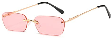 WQZYY&ASDCD Sonnenbrille Herren Damen Randlose Frauen Ovale Schattierungen Männer Kleiner Rahmen Weibliche Brillen Damen Männlich-Pink