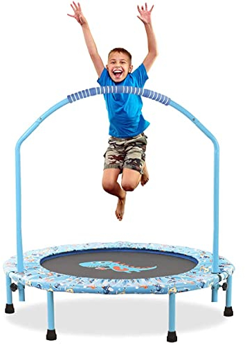 Trampolin Kinder Ø96cm - Mini Trampolins Mit Schaumstoffgriff und Sicherheitspolster, Faltbarer Rebounder, Fitness Trampolin Outdoor Indoor Klein, Kindertrampolin Gartentrampolin ab 2 3 4 Jahre