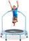 Trampolin Kinder Indoor Ø96cm - Mini Mit Verstellbarem Handlauf und Sicherheitspolster, Fitness Faltbare, Outdoor Klein, Kindertrampolin Ab 2 3 4 Jahre