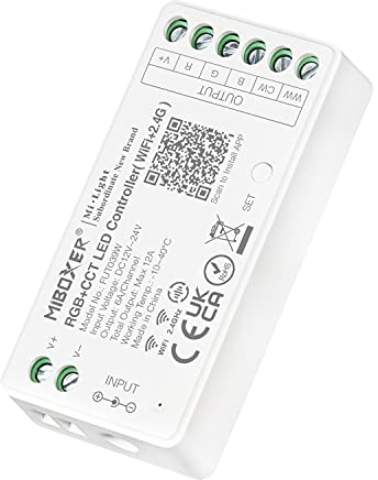 LIGHTEU®, Milight Miboxer RGBCCT WiFi LED Strip Controller, Amazon Alexa und Google Home Voice Control Fernbedienung und APP Steuerung, keine WiFi-Box erforderlich, Bluetooth 4.2, FUT039W