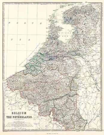 Bild auf gerollter Leinwand, Belgien, Niederlande, 1861 Johnston Alexander Keith – Museo vertikaler Kunstdruck Karten Leinwand Kunstdruck 29_X_23_in