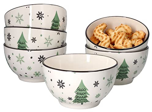 MamboCat 6er Set Weihnachtsbaum Gebäckschälchen I 420 ml I Ø 14 cm I Tannenbaum, Weihnachten I 6 Personen I Müslischalen, Schälchen, Bowl, Schüssel für Müsli, Salat, Dessert & Co. I Steingut-Geschirr