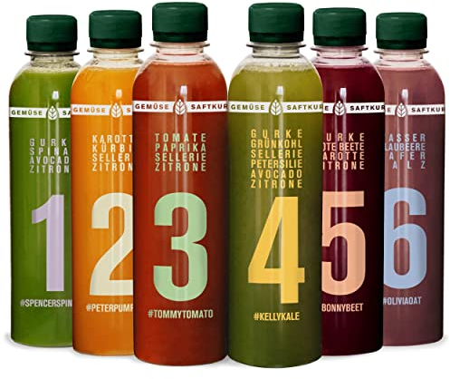 Kale and Me 5 Tage Gemüse Saftkur mit 30 Flaschen à 320 ml ohne Zusatzstoffe, 6 Geschmacksrichtungen aus regionaler Produktion, Saftkur als Fastenkur, Preis inkl. 7,50 € Pfand