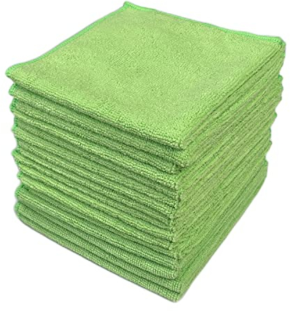 G.I.V. - Reinigungstechnik 16x Mikrofaser Reinigungstücher Grün - Putztücher 32x32cm, Streifenfrei & Saugstark - Lappen für Haushalt, Gastronomie, Auto, Werkstatt - Putztücher - Microfasertücher