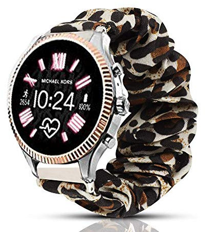 onetuo Compatible for Michael Kors Lexington 2 Smartwatch Band, Fabric Elastic Scrunchie Elastic Women Replacement Straps Compatible with Michael Kors Lexington 2 Smartwatch (Leopard)