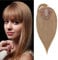Silk-co Hair Topper Echthaar mit langem Pony, Toupet Damen 10x12cm Basis, Haartopper Echthaar mit Remy Seide Basis, Haar Topper Clip in Haarteil Extensions, 35cm27# Dunkelblond