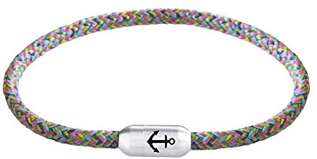 Paris Montana Schmales Dünnes Filigranes Original Anker Segeltau Armband Unisex Geflochten Gravur Handmade Hochwertiger Magnetverschluss Durchmesser Ø 4mm (Flower Power, 24)