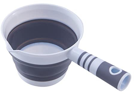KOMUNJ Louche à eau cuillère en plastique portable pliable cuillère à eau louche à eau cuillère de bain avec poignée pour cuisine bain douche shampoing accessoires de jardin (gris)