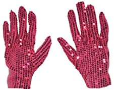 Pailletten Handschuhe Paar Kostüm Zubehör Jga Fasching Karneval Glitzer Vollfinger-Handschuhe Konzert Tanz Auftritte Show Erwachsene, pink