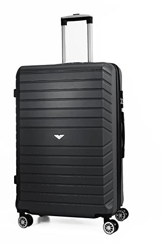 VIDA since 1995 Valise Grande Taille VR629, très Gros Volume,Extensible,roulettes Doubles Multi Directions (Noir (Black), L - Large –84L-114L - 77x49x31cm - 4,3kg)