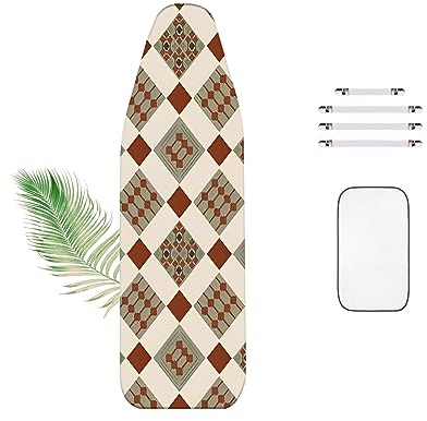 Extra Grande - Cubierta Tablas Planchado, Engrosada - Diseño de 2 Capas Estampado de cuadros Super Penetración de Vapor - Funda Para Tabla de Planchar, con 4 Cierres, para Tablas de Planchar a Vapor