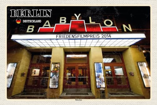 mrdeco Metall Schild 12x18cm gewölbt Berlin Babylon Kino Schild